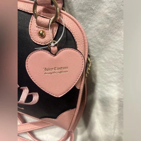 Juicy Couture Urban Heritage Bowler Bag – Pink & Black Logo Satchel NWT - Picture 2 of 9